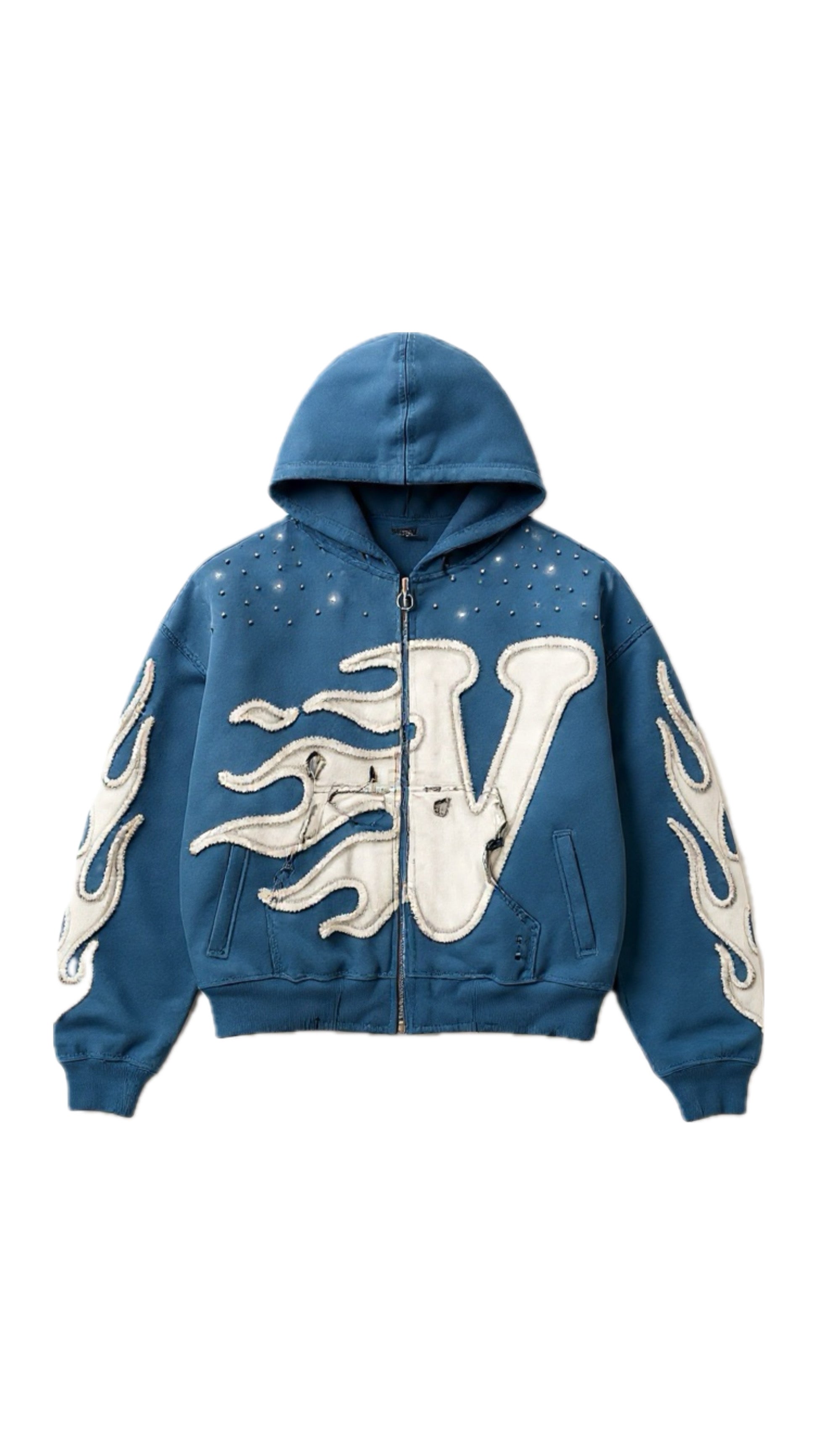 Vir Distressed ZipUp - Turquoise