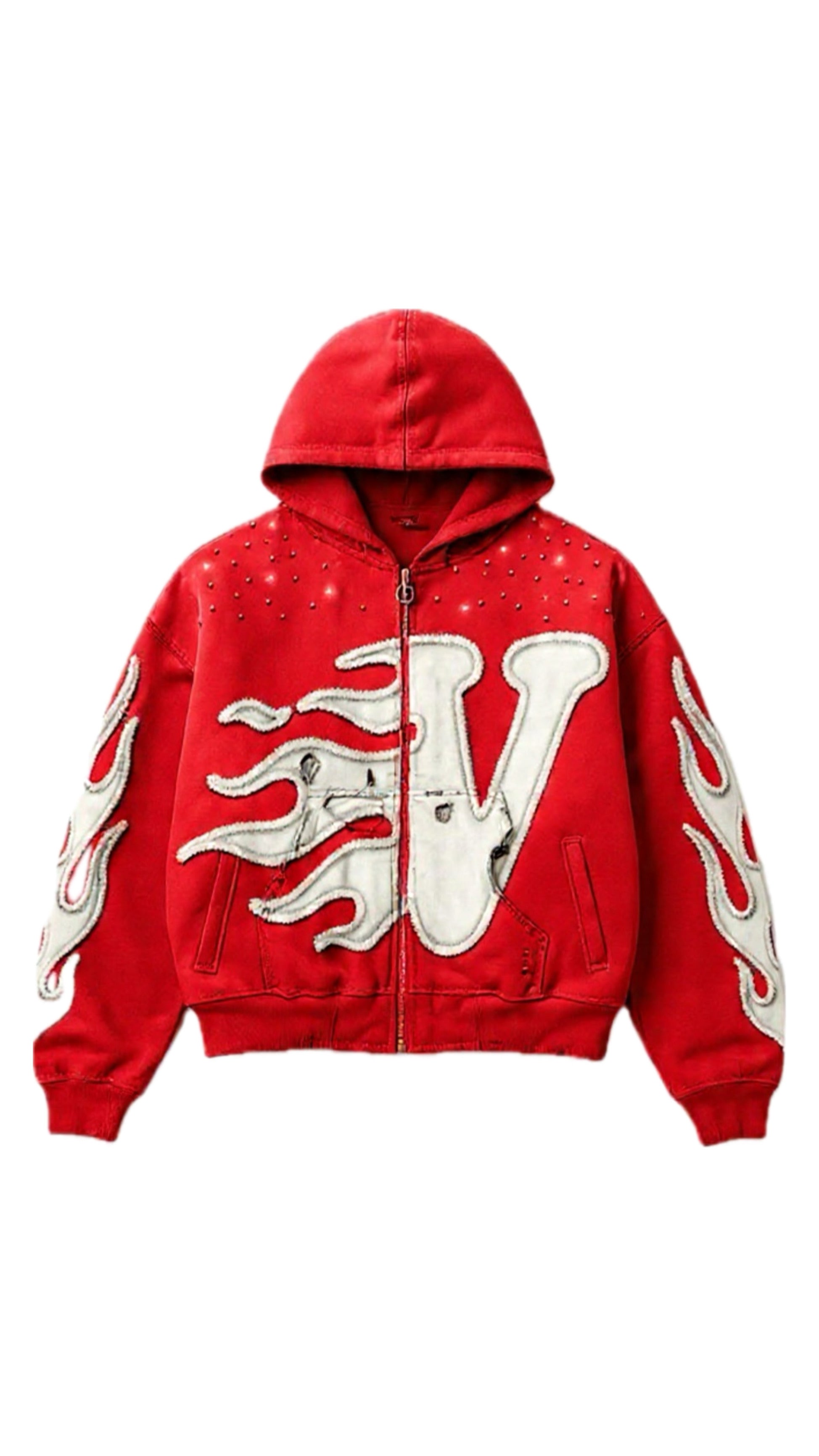 Vir Distressed ZipUp - Red