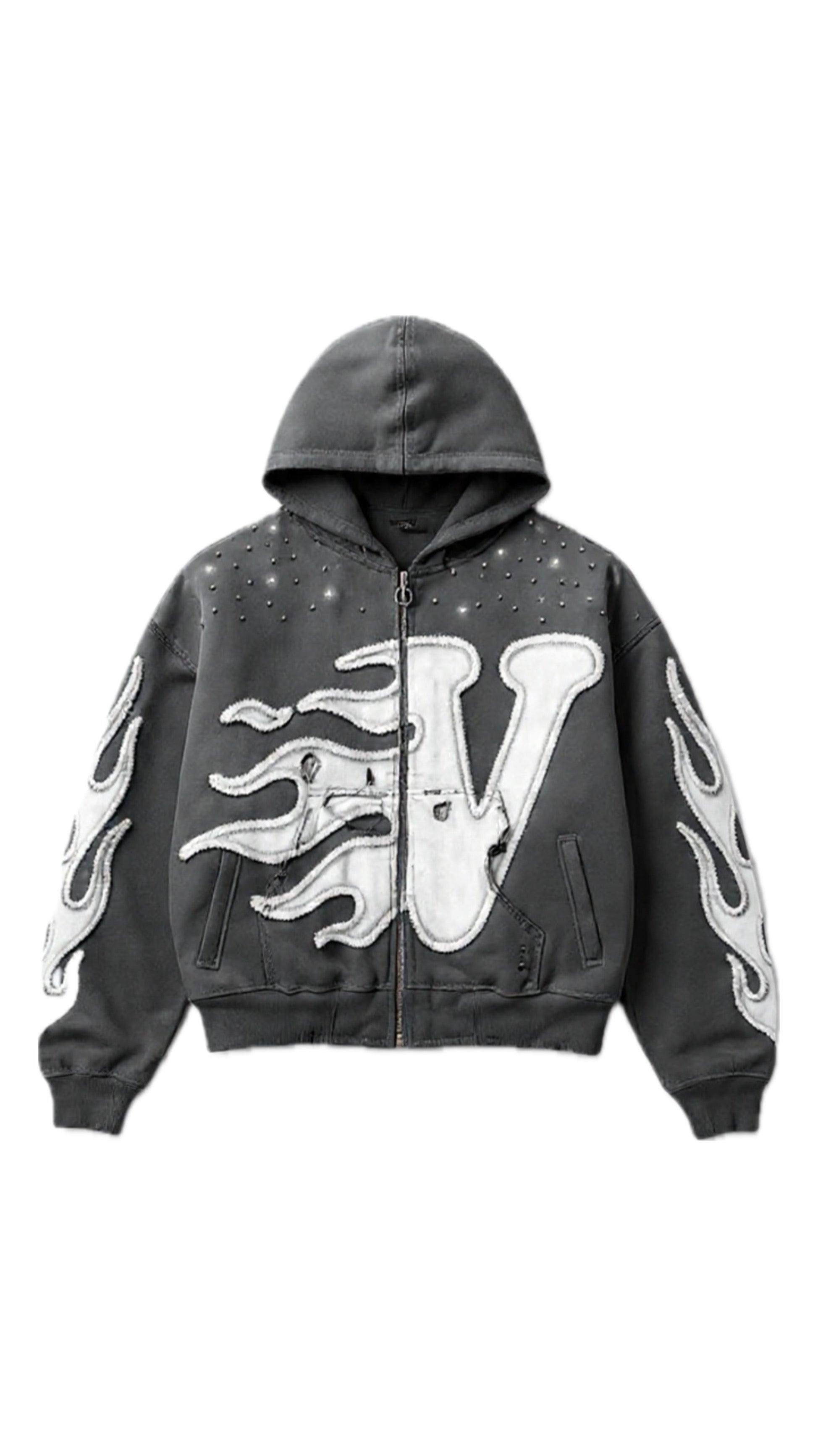 Vir Distressed ZipUp - Grey